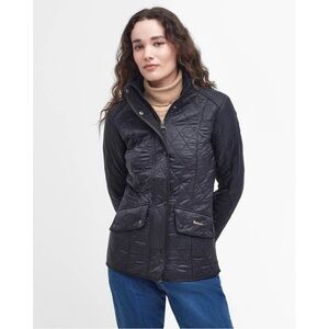 Barbour Cavalry Polarquilt Jacket Black Quilted Coat Size US 2 UK 6 LQU0087BK91